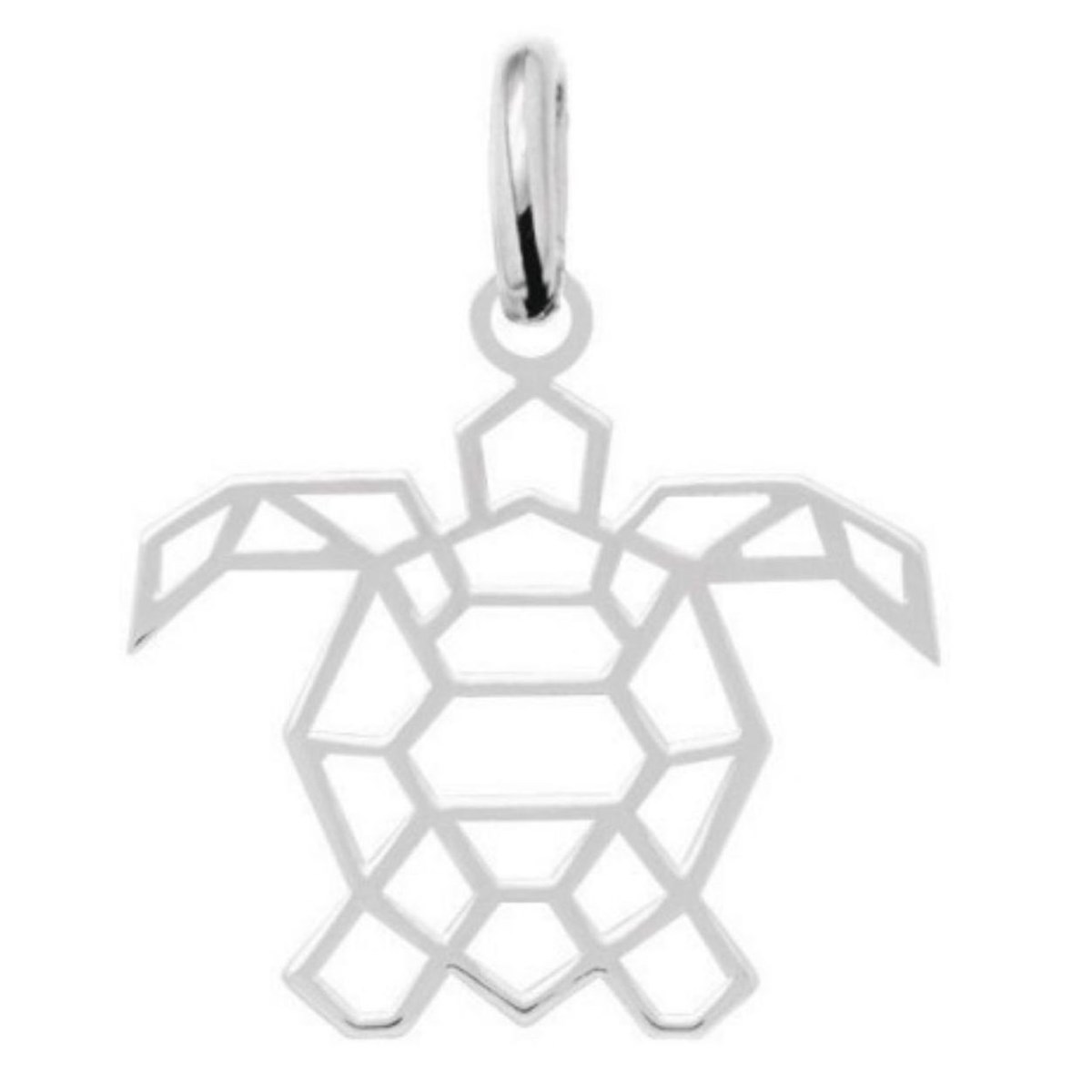 Pendentif totem origami tortue en argent 925°/00 + chaine
