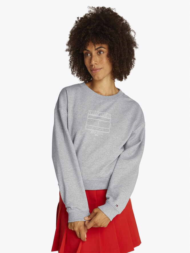 Tommy Hilfiger BOXY OUTLINE FLAG C-NK SWTSHRT Light grey htr