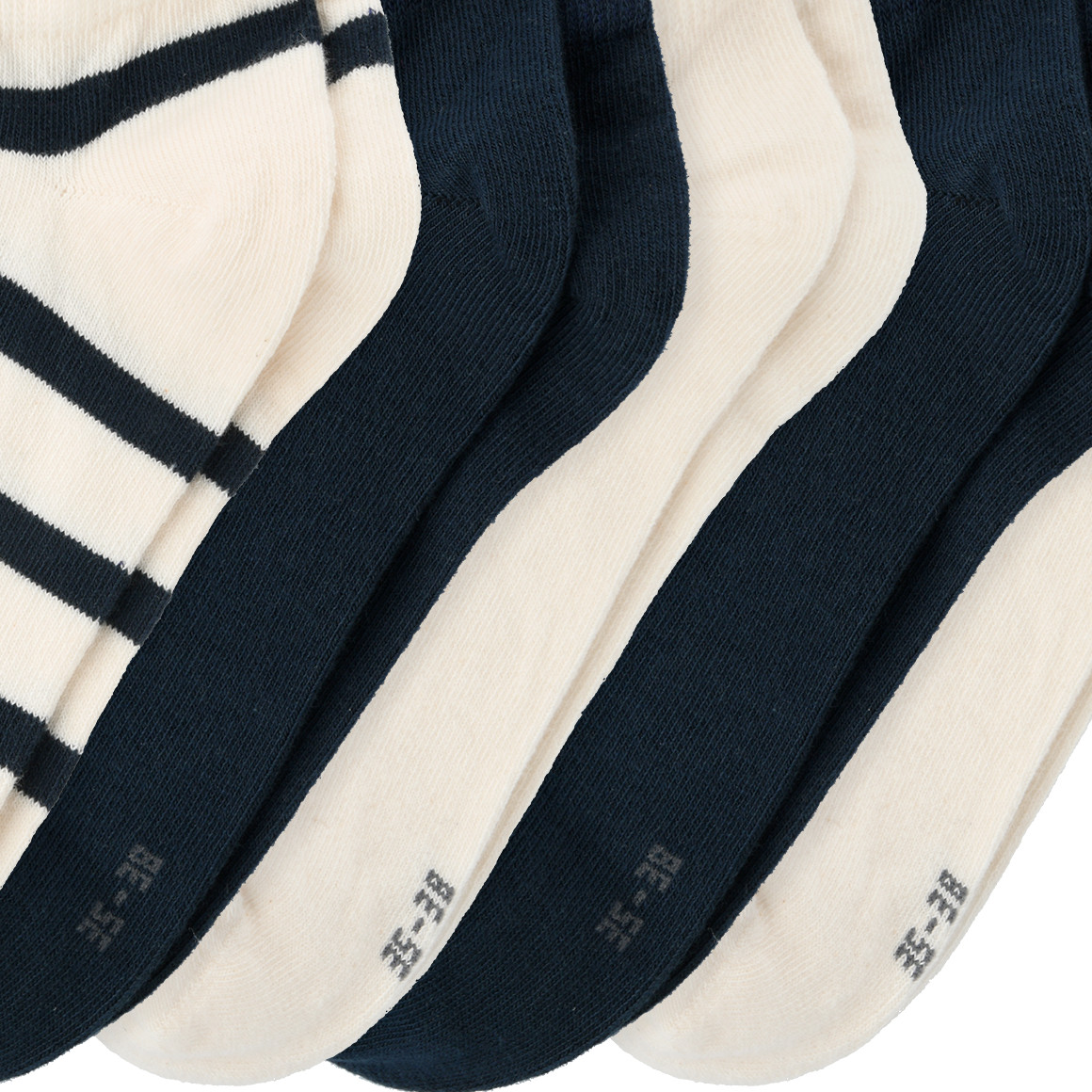 Famy 5 Paar Damen Sneaker-Socken im Set dunkelblau / weiss