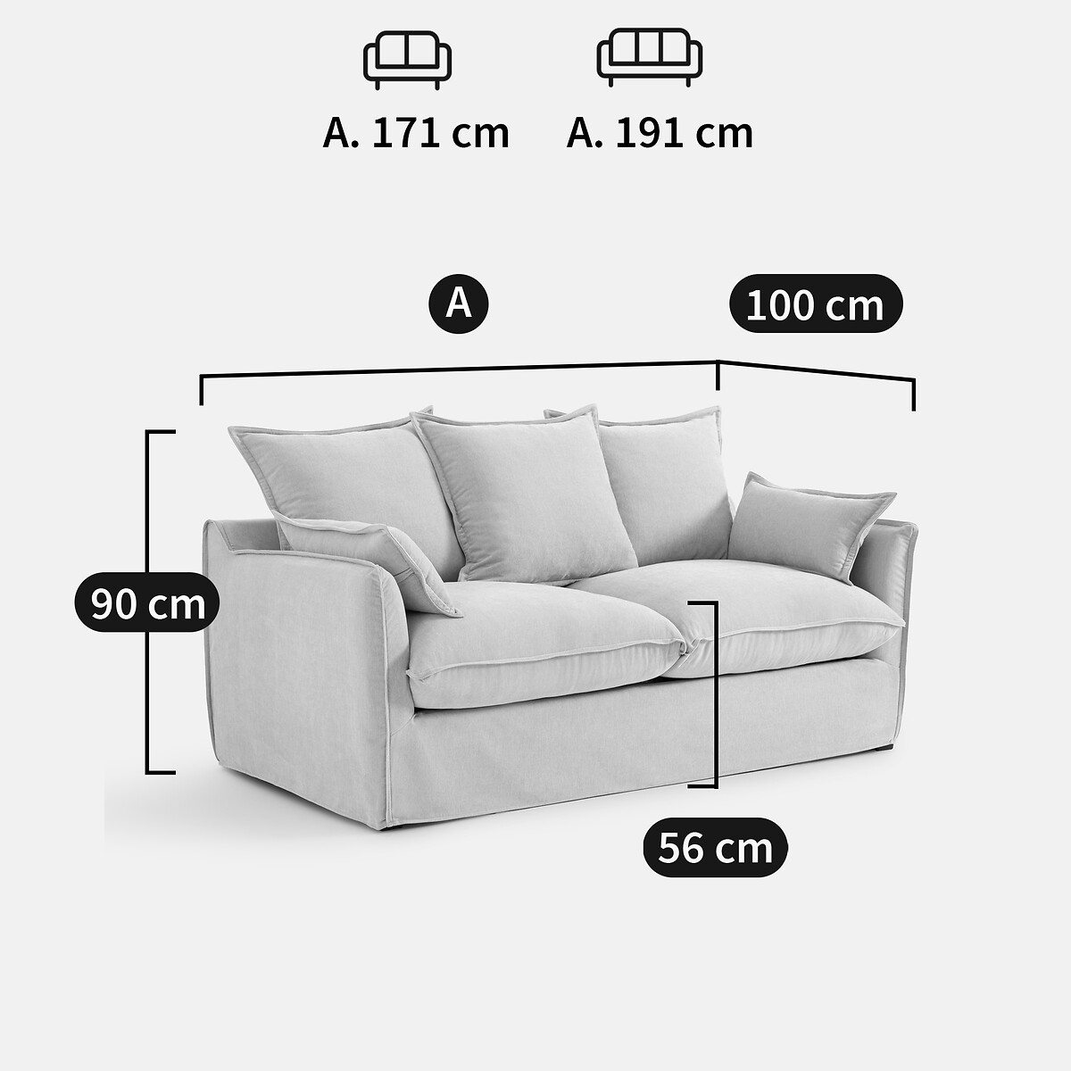 LA REDOUTE INTERIEURS<br>Sleapbank H14 cm, mistura de poliéster, Odna