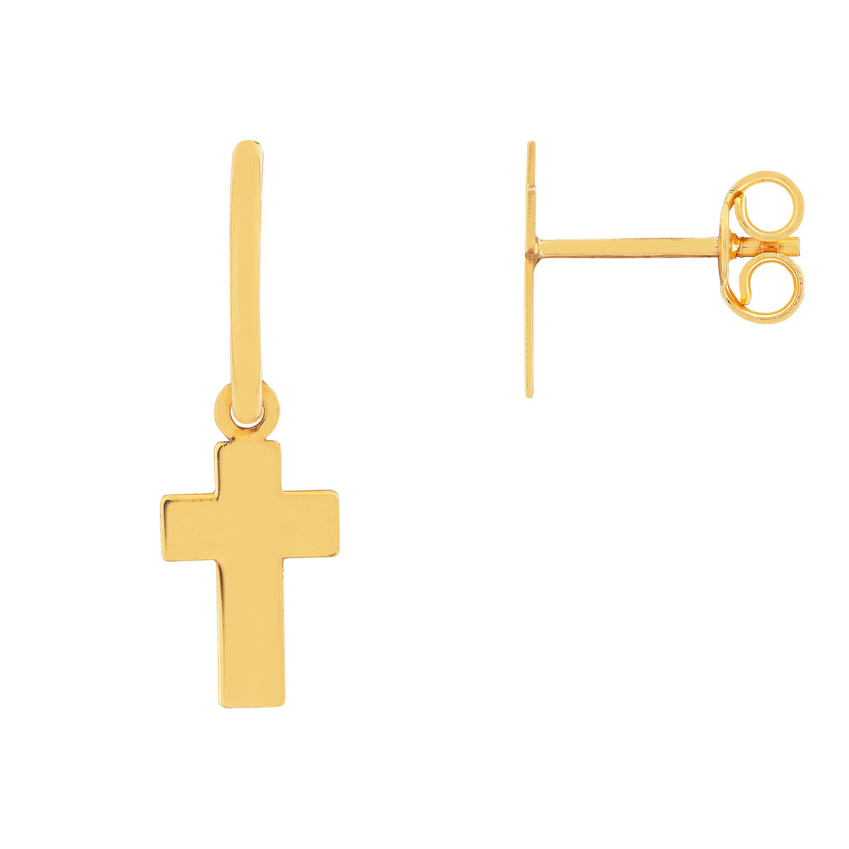 Boucles d'oreilles or 375 jaune croix