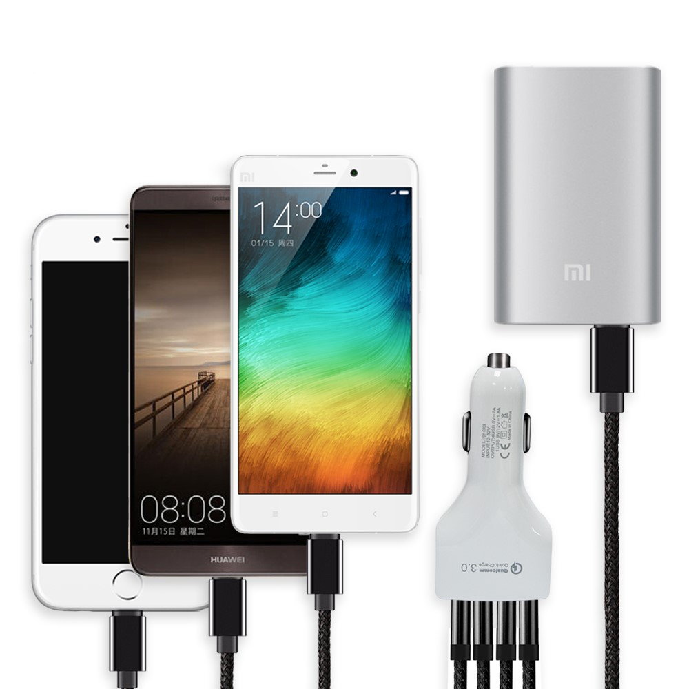 Universal 4-fach USB Auto KFZ Ladegerät Quick Charge 3.0 - Schwarz