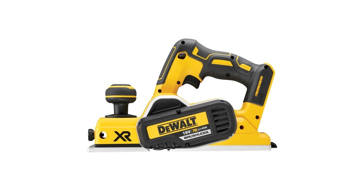 DEWALT 18.0 Volt / 82 mm Schaafmachine (borstelloos) DCP580NT elektrische schaafmachine  (Geel/zwart, Accu en oplader niet inbegrepen)