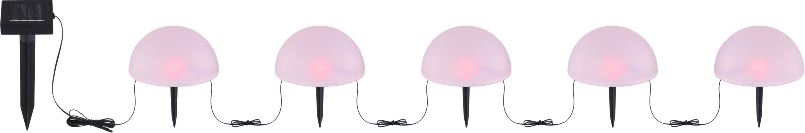 5er-Set LED-Solarleuchte - weiß-schwarz - Halbkugeln - mit RGB-Farbwechsel