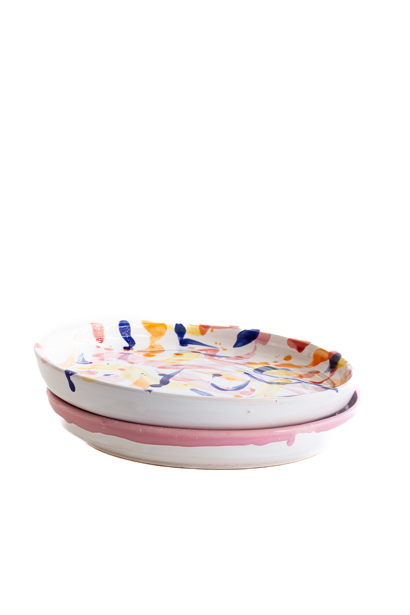 Val Pottery  Ana middagstallerken, hvid/pink - Ø27 cm.