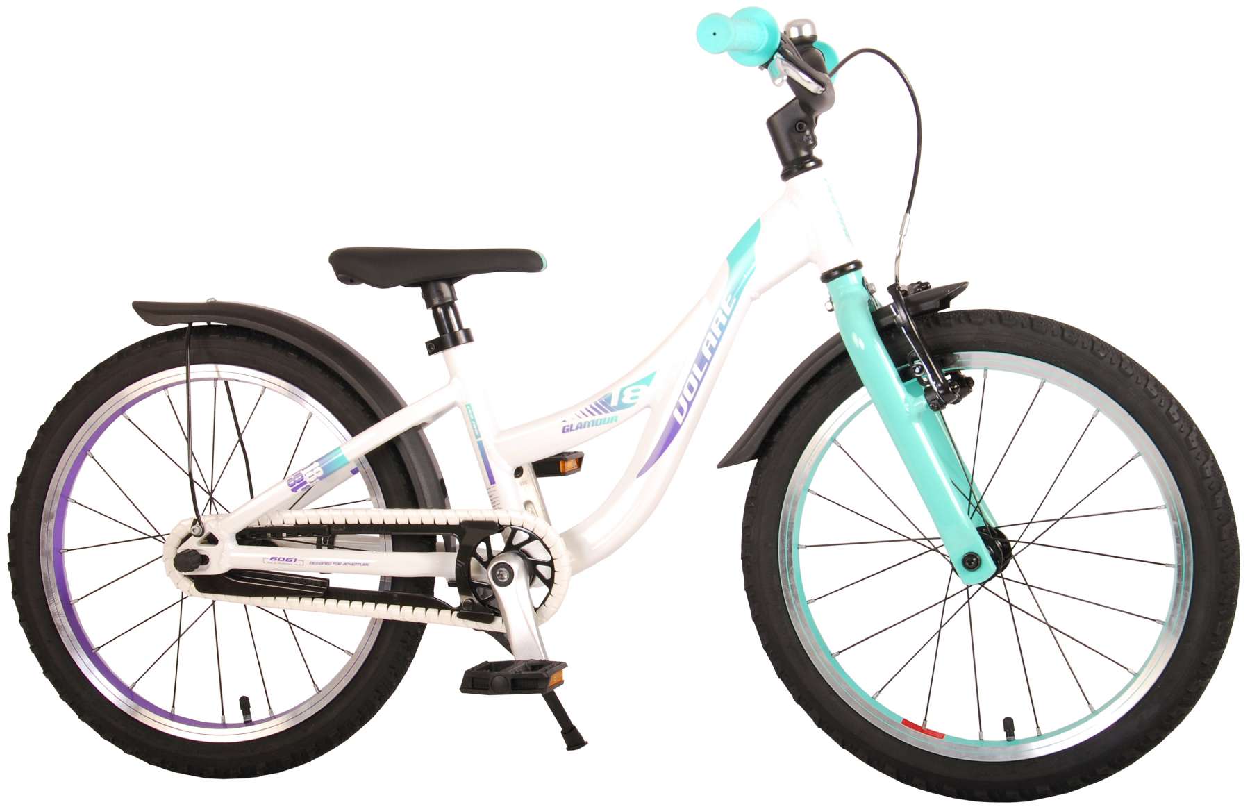 Kinderfahrrad Glamour für Mädchen 18 Zoll Kinderrad in Weiß/Mintgrün