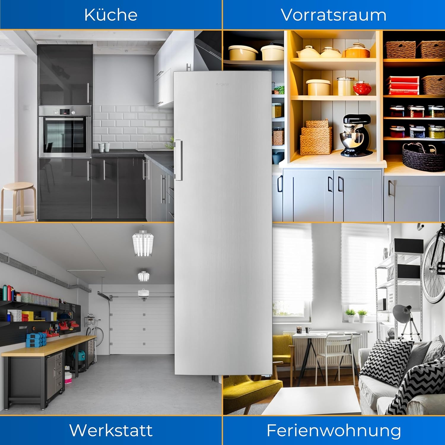 Exquisit Gefrierschrank GS271-NF-H-040D Inoxlook | No Frost | Nutzinhalt: 204 L | Temperaturregelung | Alarm