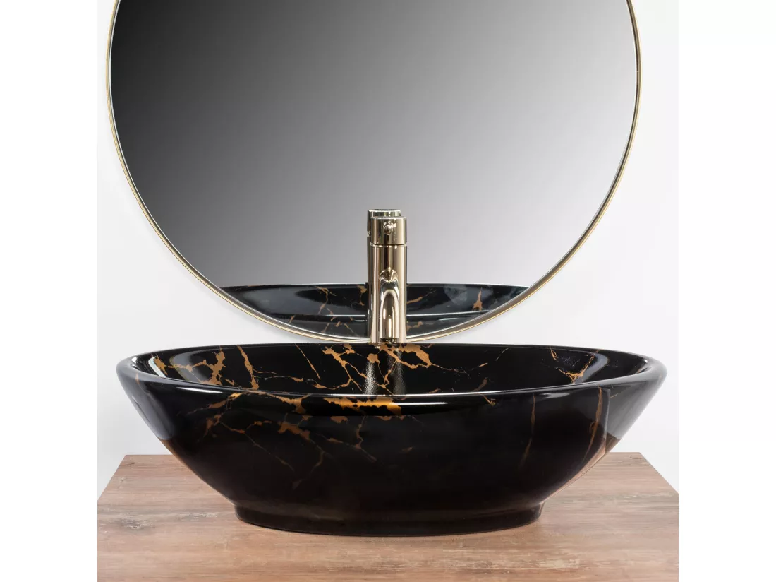 Vasque À Poser Rea Pamela Marble Shiny Black