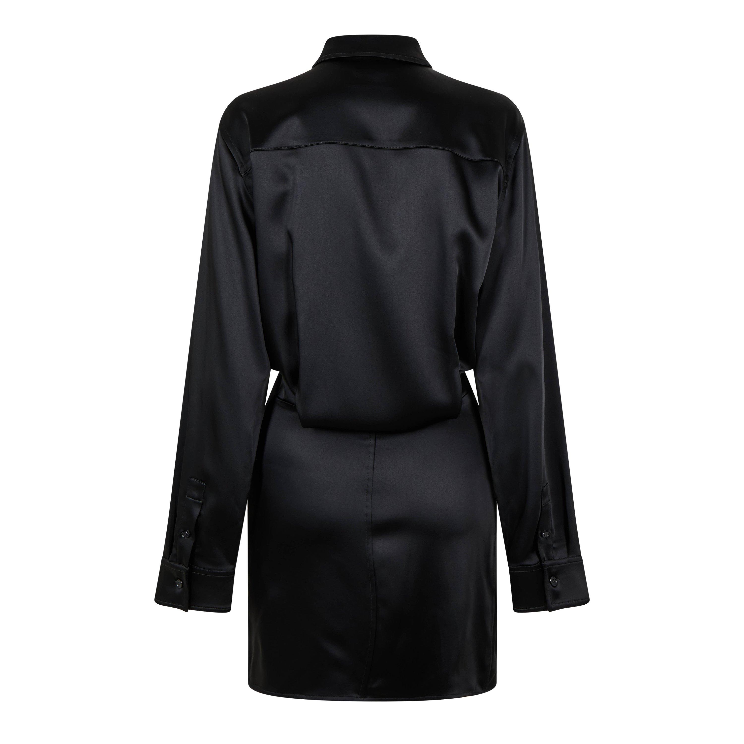 Off White Ruched Asymmetric Shirt Dress