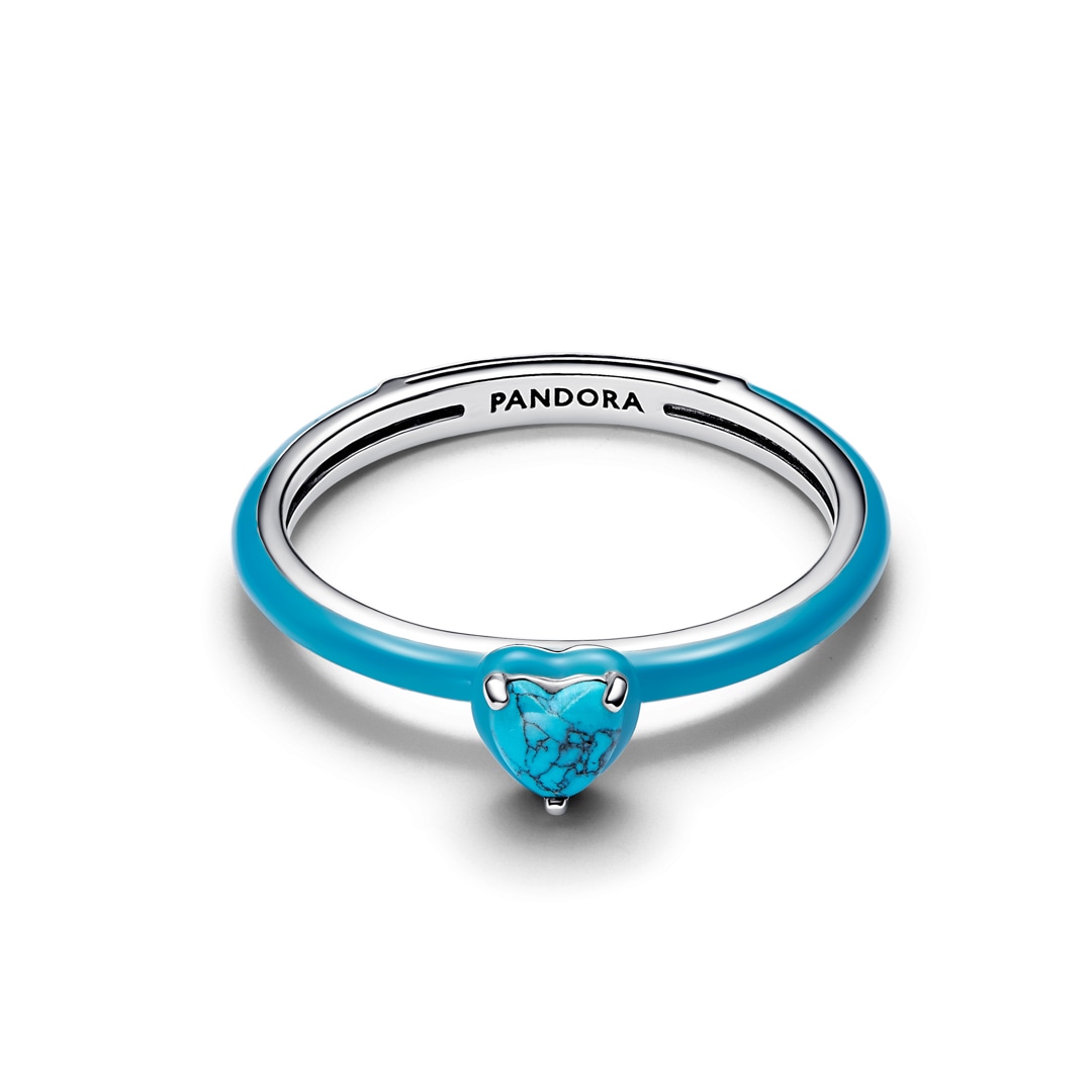 Pandora ME Türkisfarbener Herz-Stein Ring 925 Silber