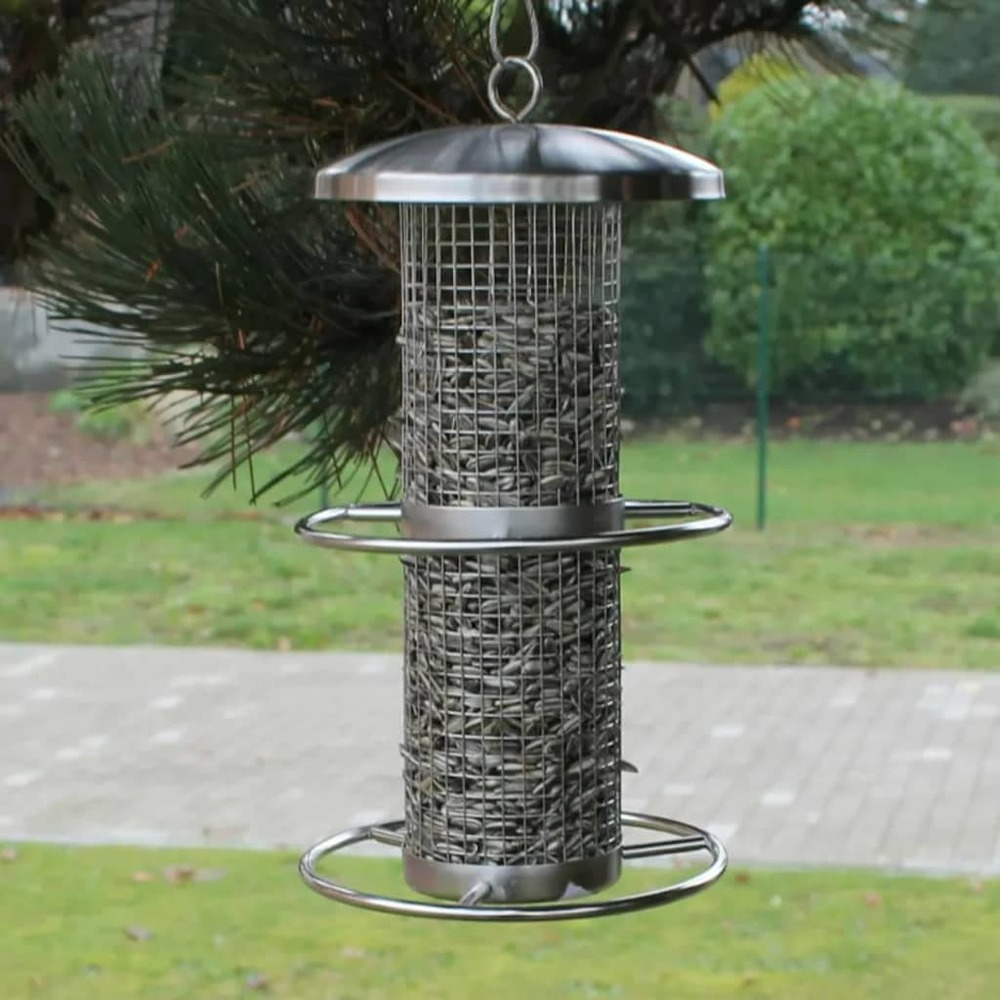 Station d'alimentation d'oiseaux suspendue 14x27,5 cm inox