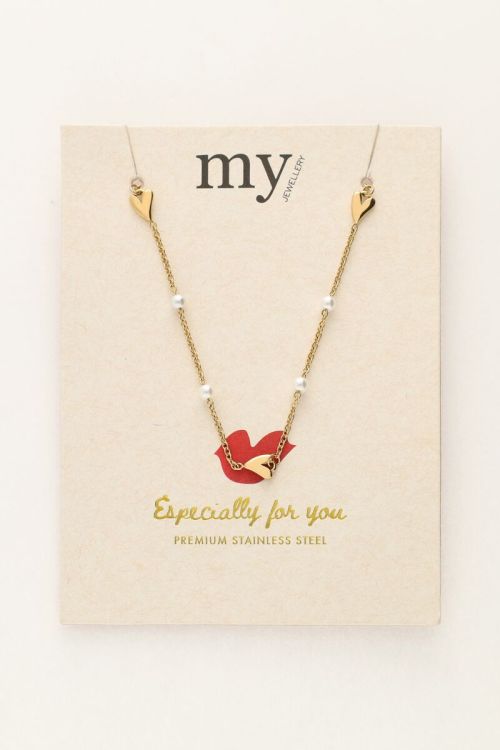 Ketting met hartjes en parels