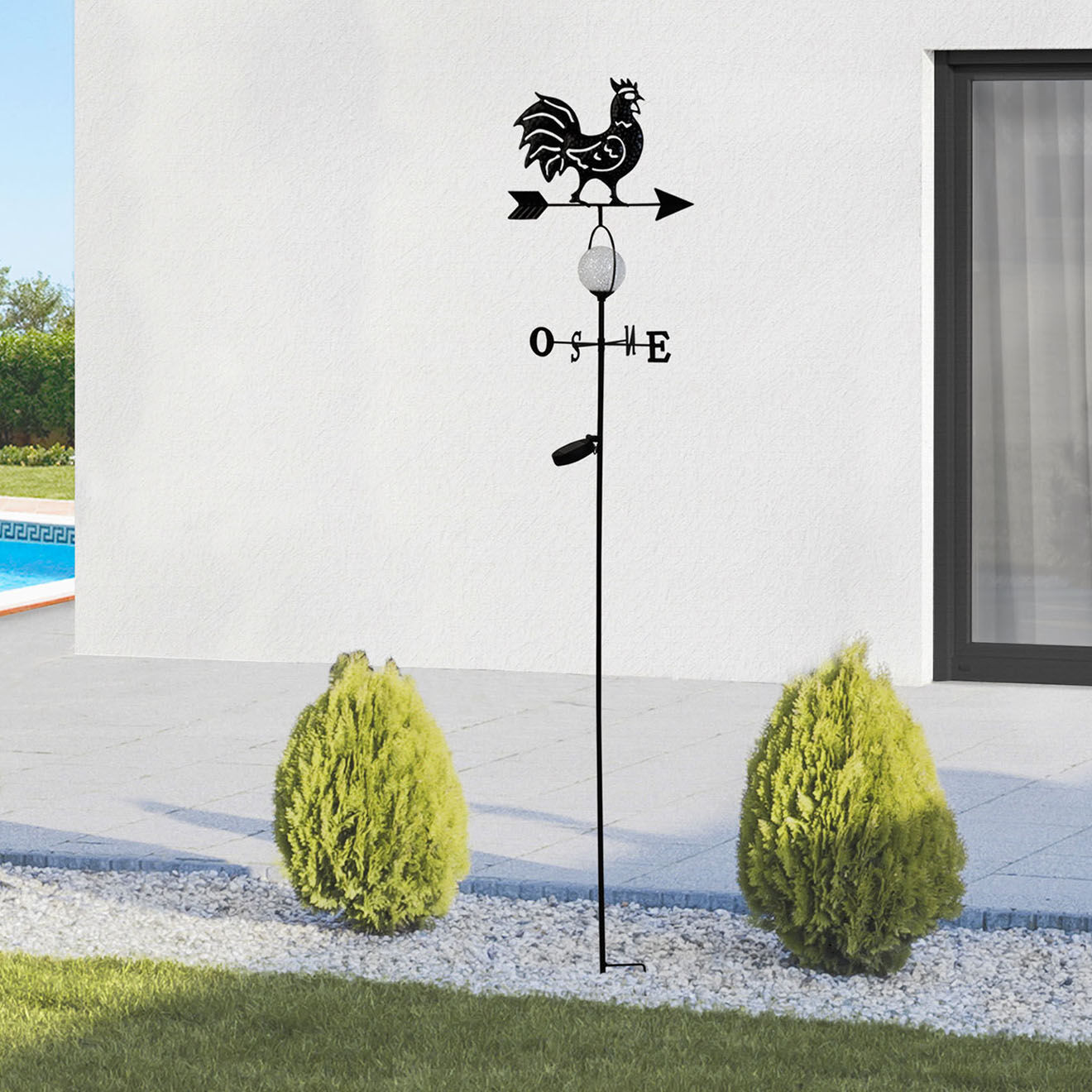 Pratik Garden Girouette solaire noire - 28x25x124.7  cm