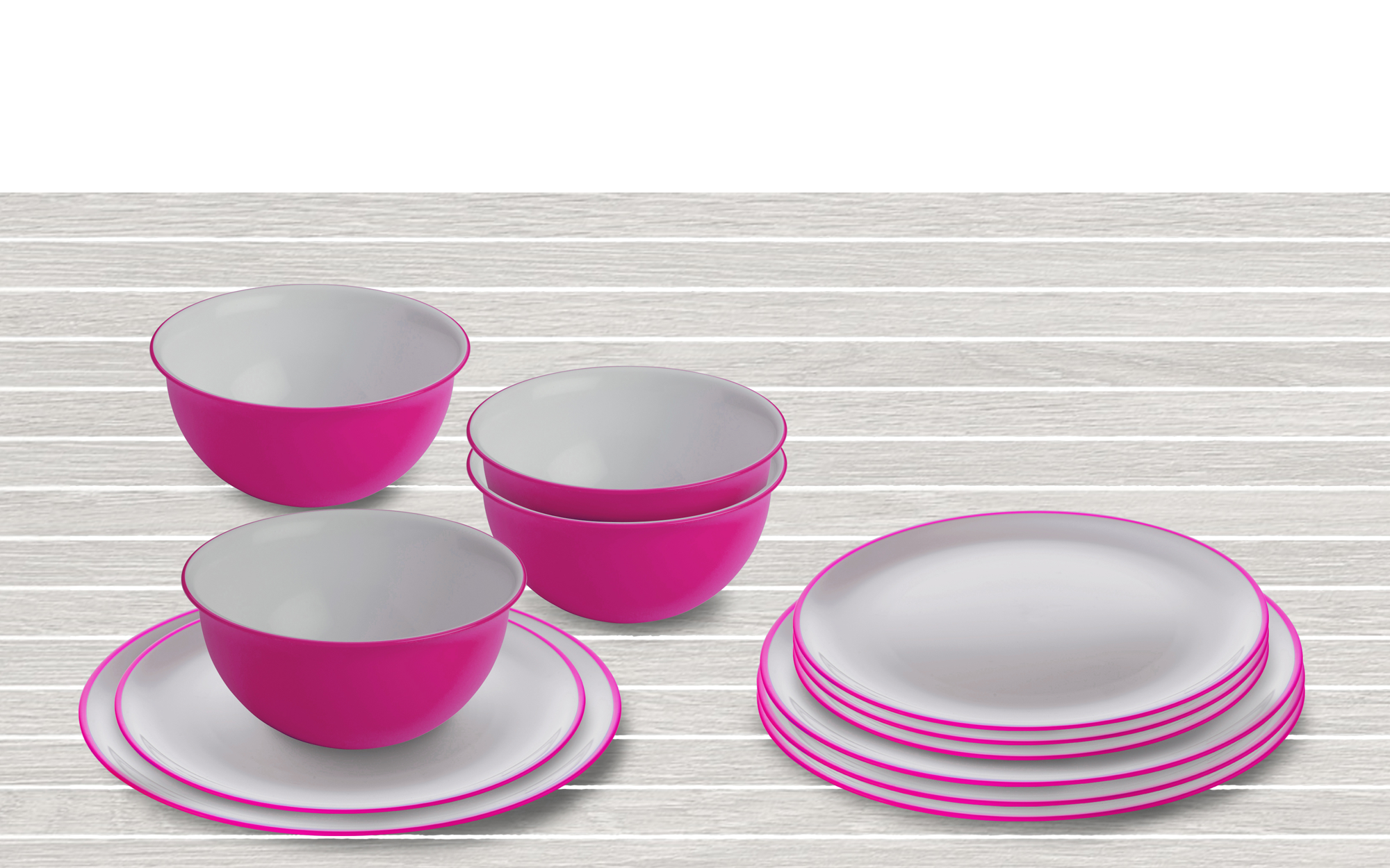 Omada Essgeschirrset mit Müslischüssel 12 teilig fuxia
