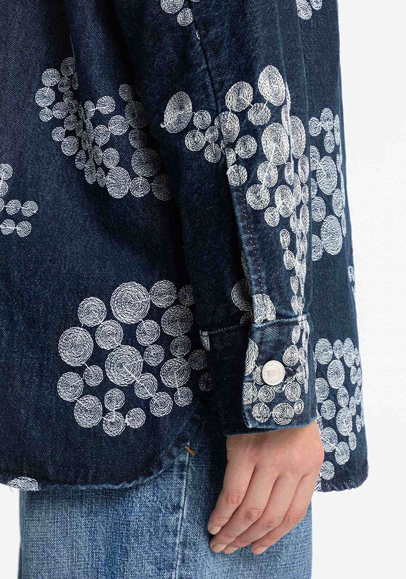Kings Of Indigo Overshirt Seimei Embroidery Denim