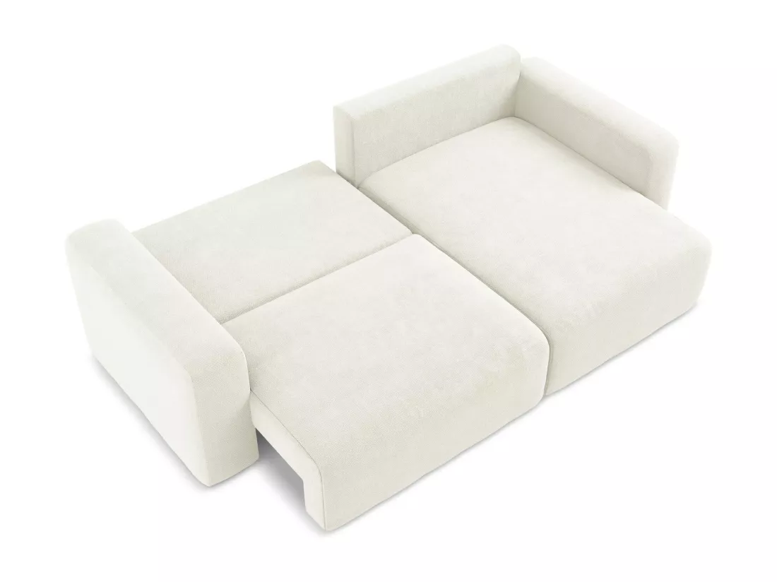 Canapé d’angle 3 places droit convertible en Chenille - blanc - KONA