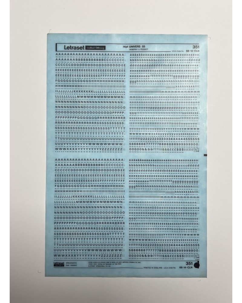 Letraset 351 - UNIVERS 55 -14pt
