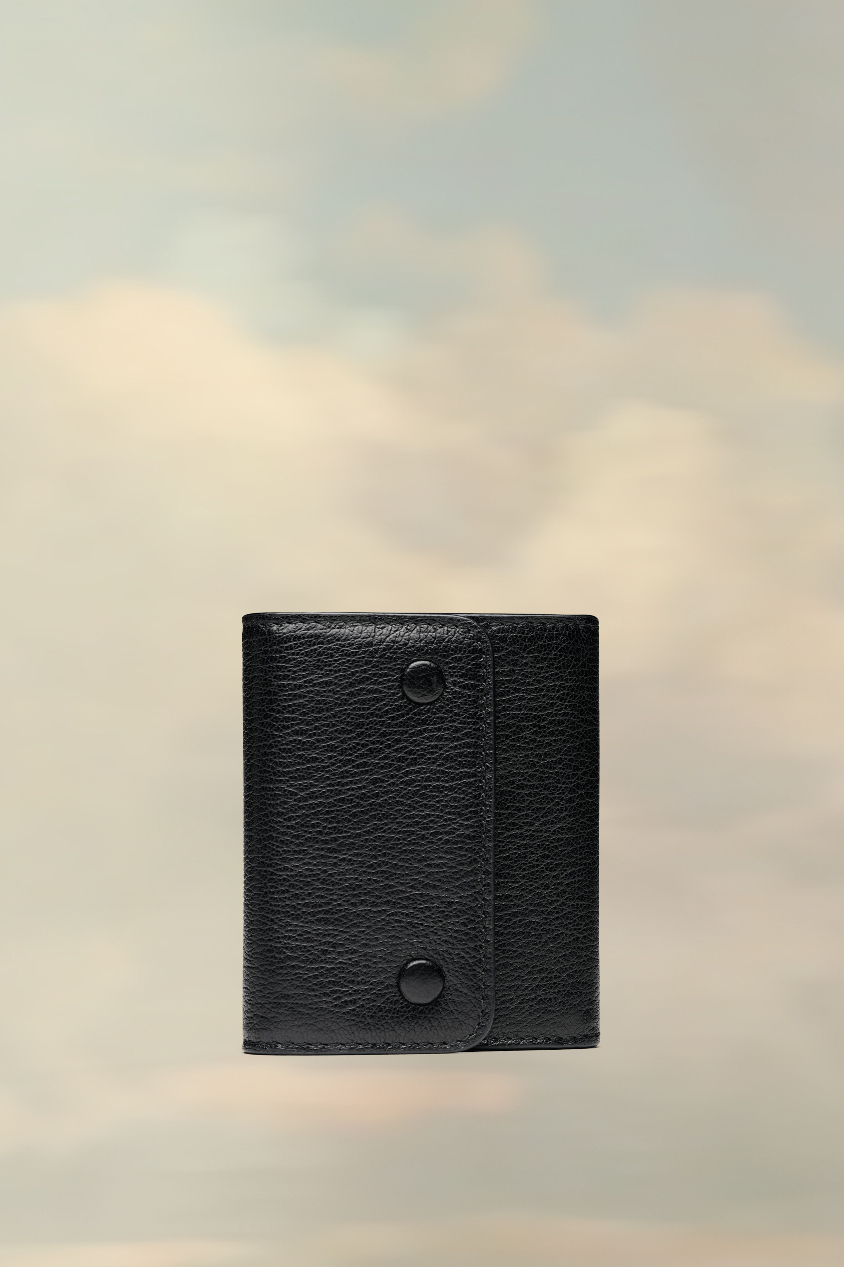 Portefeuille Snap-Button en cuir noir Noir