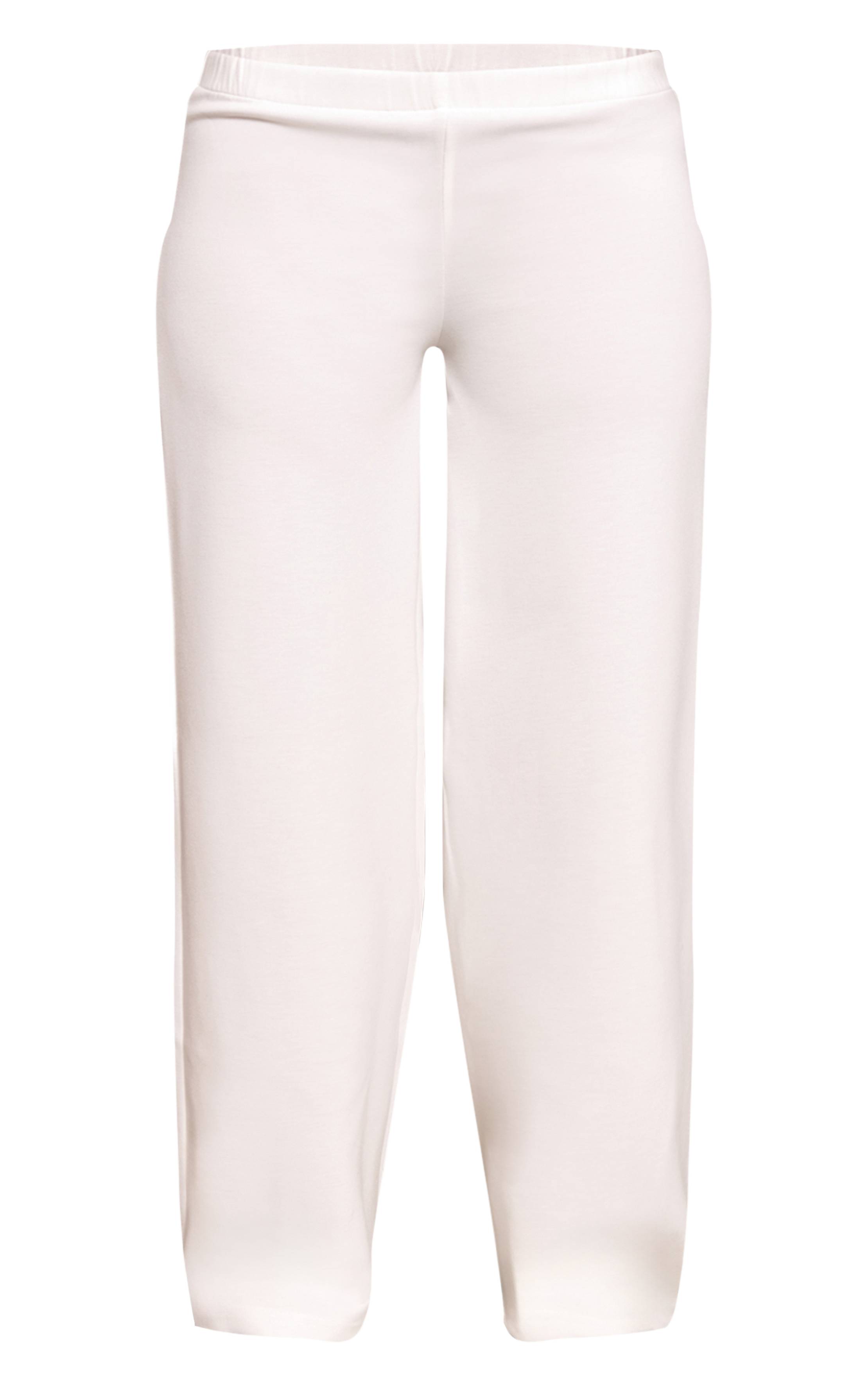 Ecru Pantalon Large Taille Élastiquée En Modal Petite