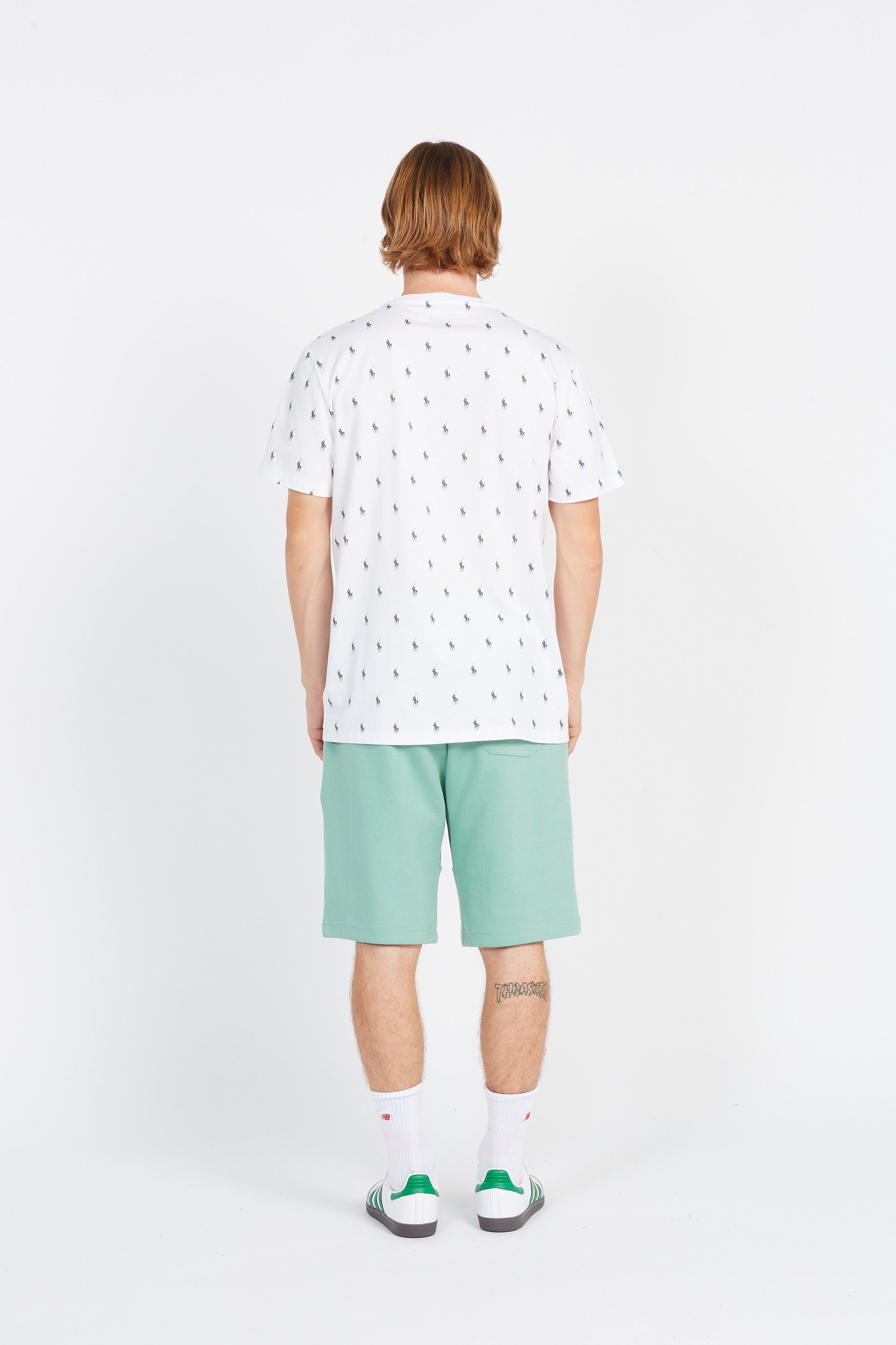 POLO RALPH LAUREN T-shirt Allover Pony Cotton Jersey Sleep Shirt Blanc