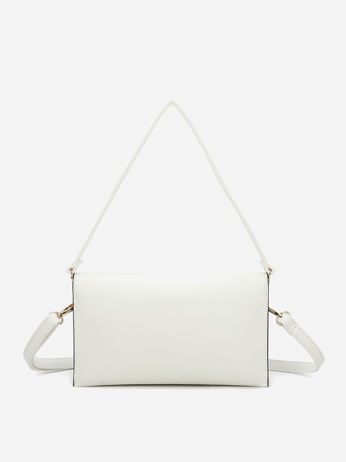 Sac bandoulière à boucle dorée- Blanc