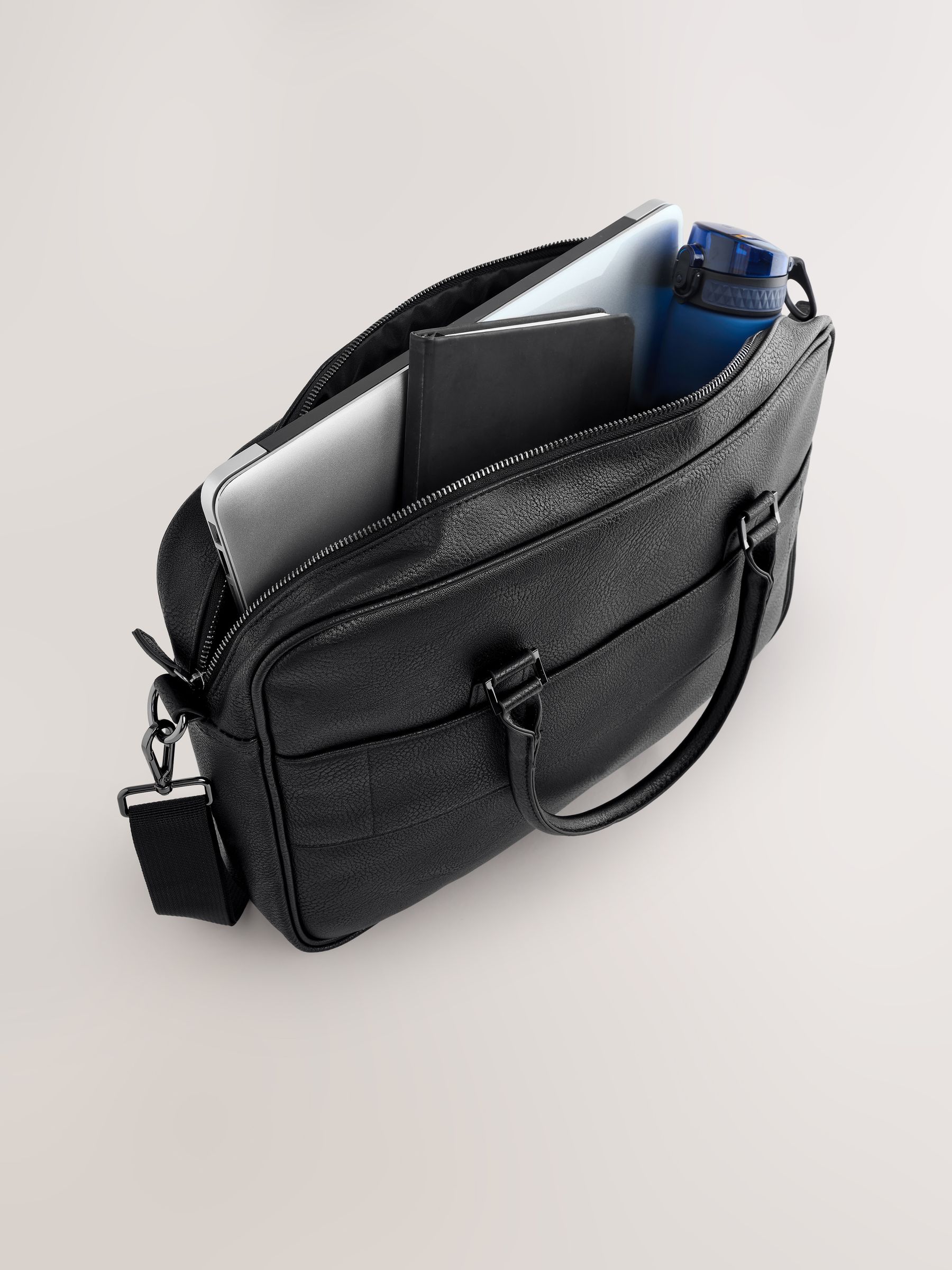 Zwart - Faux Leather Briefcase