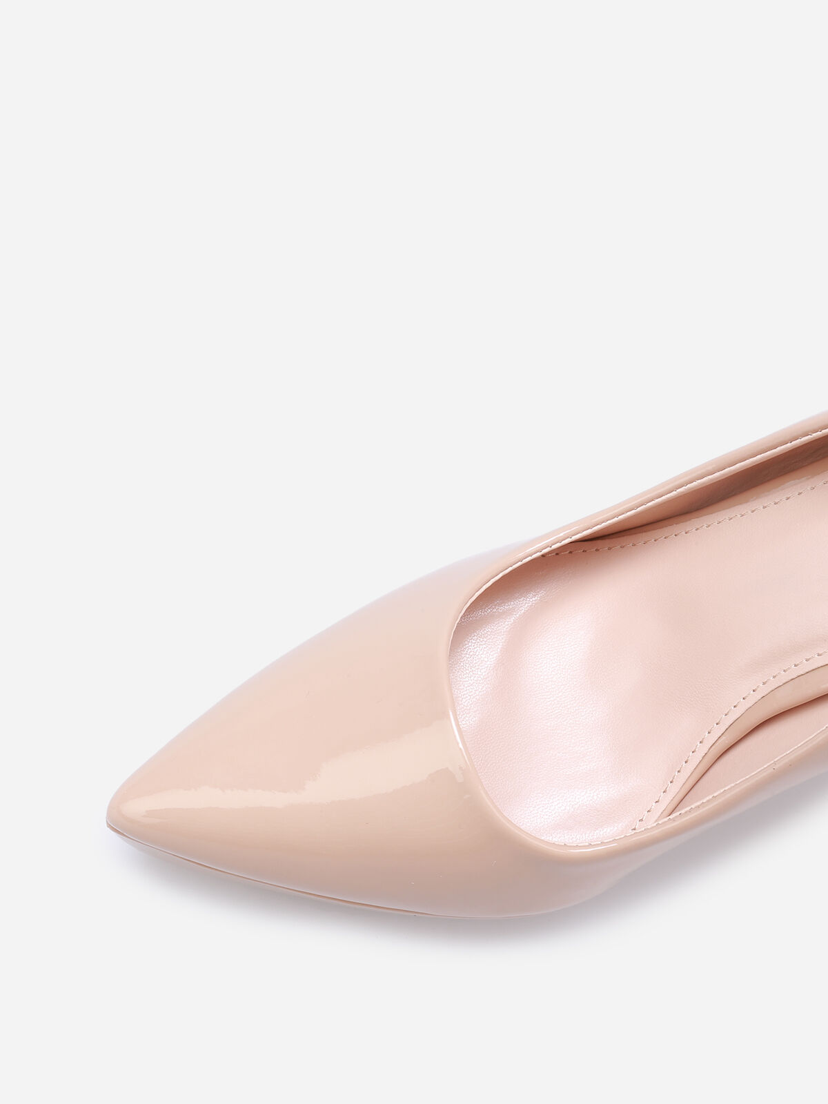 Stilettos pointus vernis à plateforme- Nude