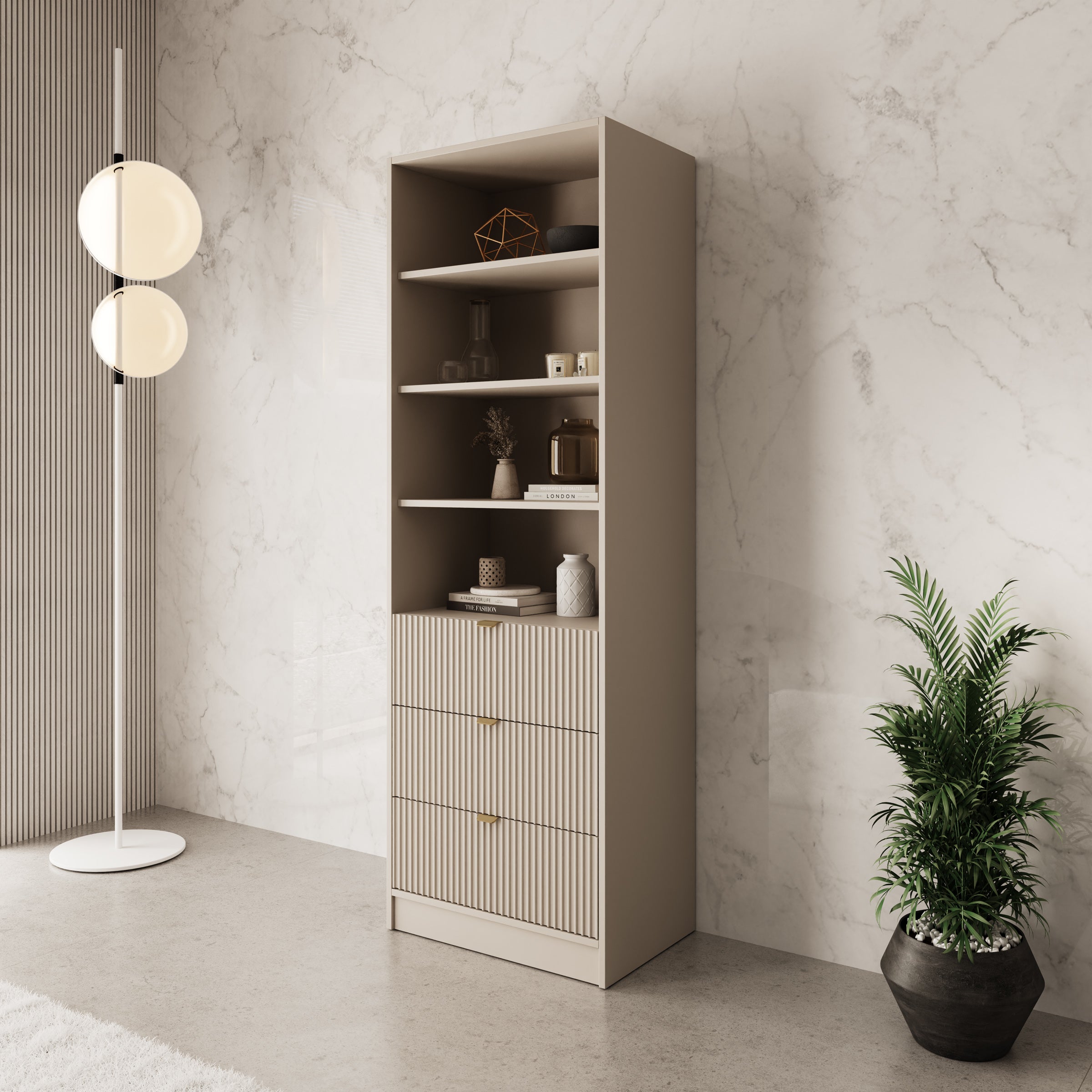Tavares - Boekenkast - Beige - 60x40x180 cm