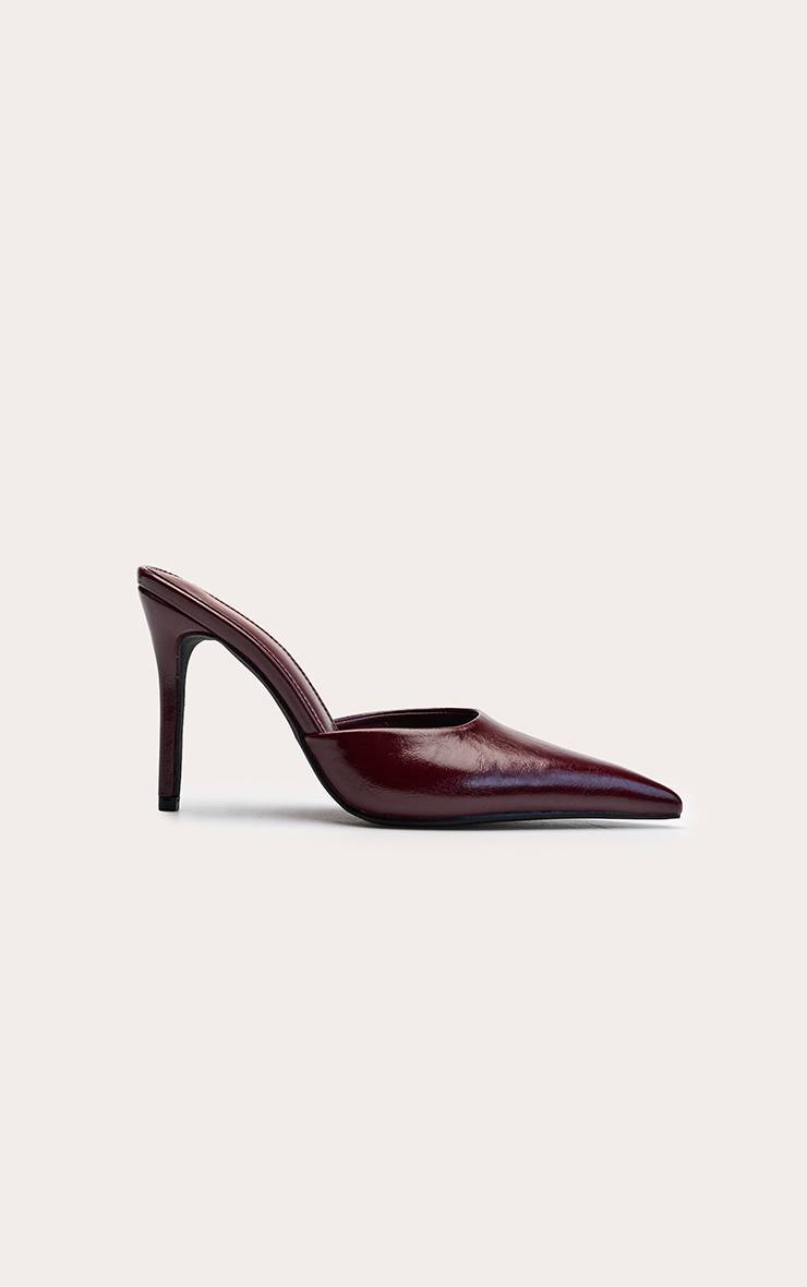 Rouge Bordeaux Mules À Bout Allongé En Synthétiquecuir Plissé