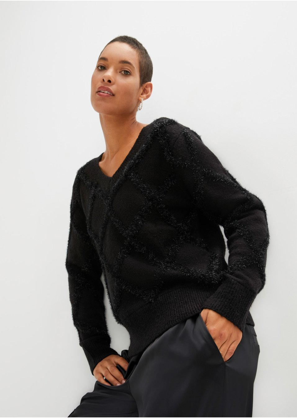 Pull en jacquard à effet brillant