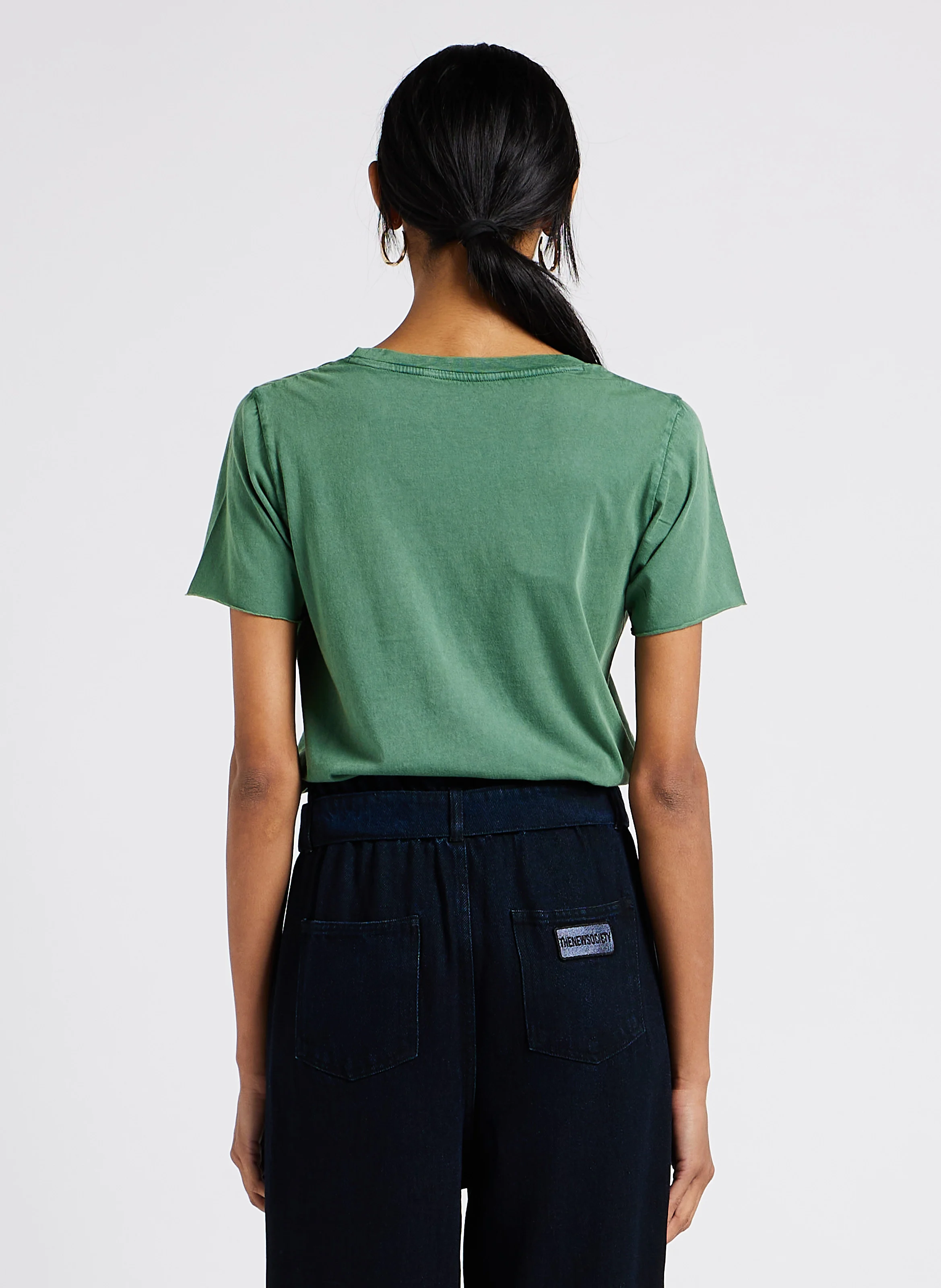 TIZIA - Tee-shirt col rond sérigraphié en coton | Vert