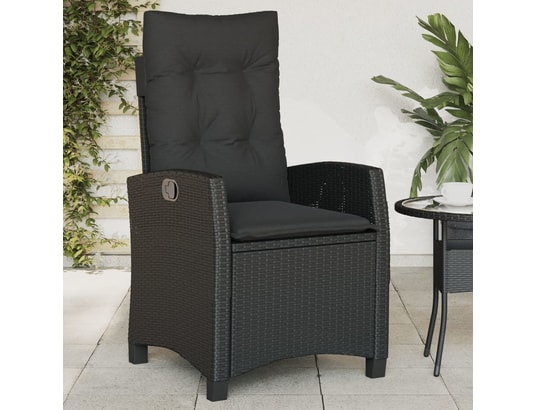 VIDAXL - Chaise inclinable de jardin avec coussins noir résine tress...