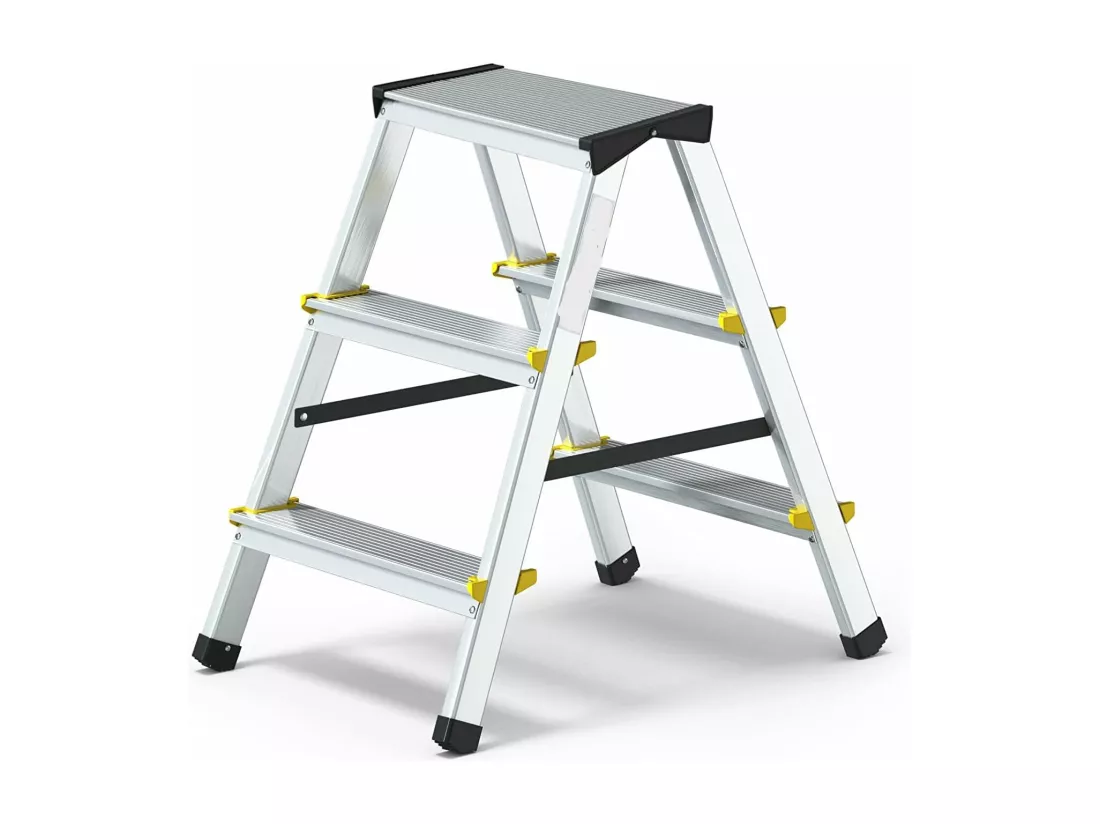 Tabouret échelle aluminium 3 marches 3x3 double montée 125 kg