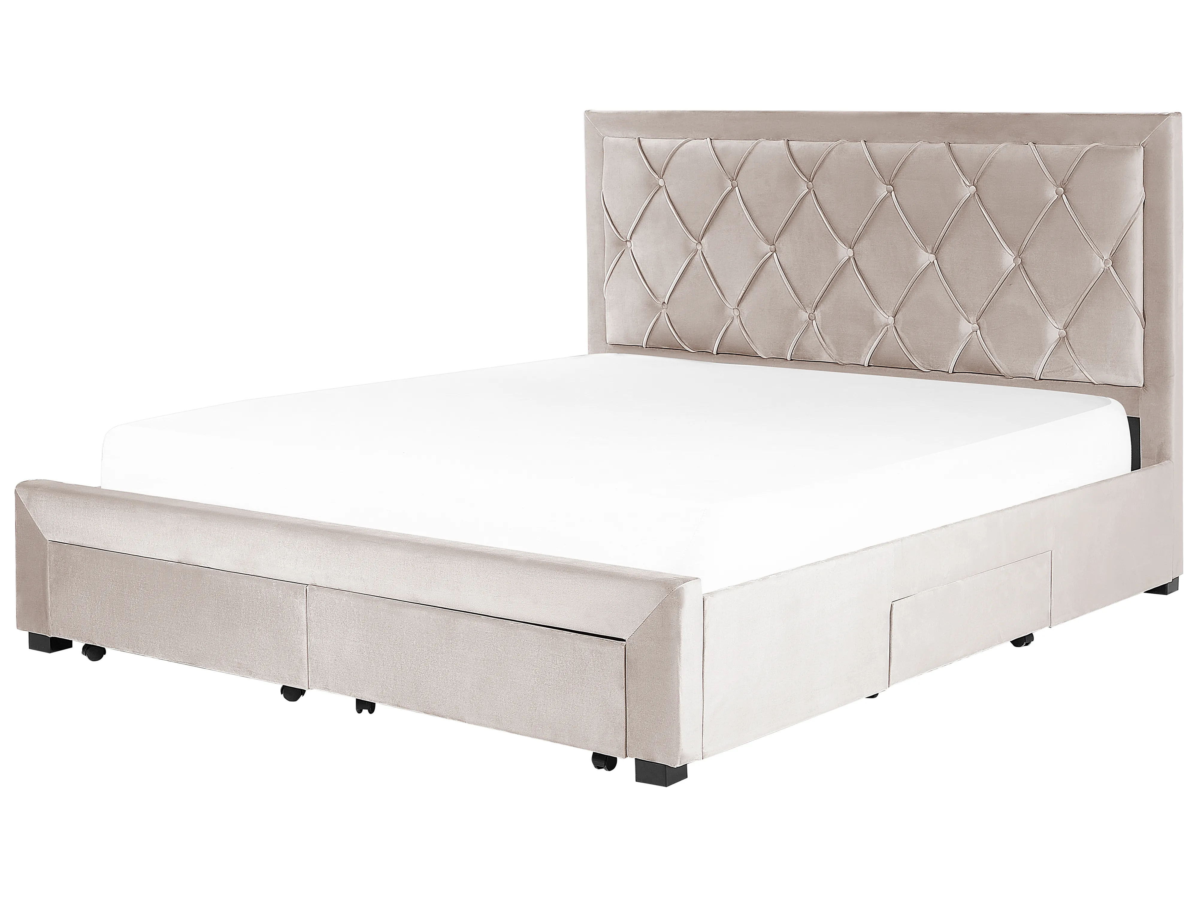 Bed met opbergladen Fluweel LIEVIN 180 x 200 cm Beige