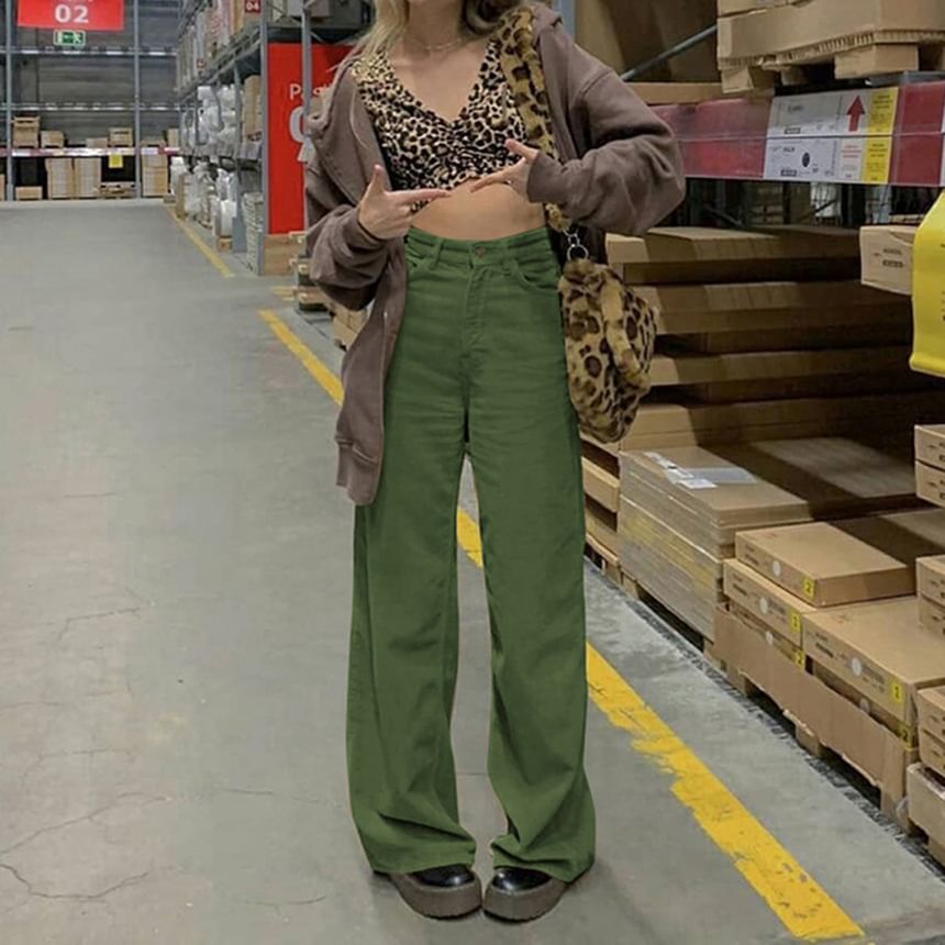 Trisica - Corduroy broek met hoge taille en wijde pijpen