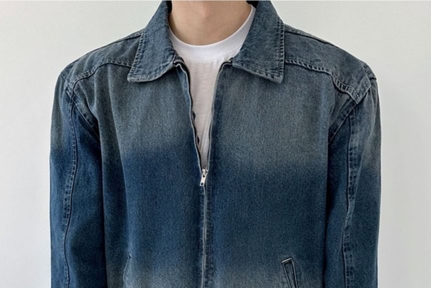 SeoulPop - Denimjack met rits en kleurverloop