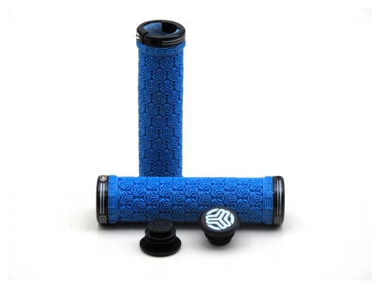 SB3 Paire de grips LOGO   lock On Bleu Noir