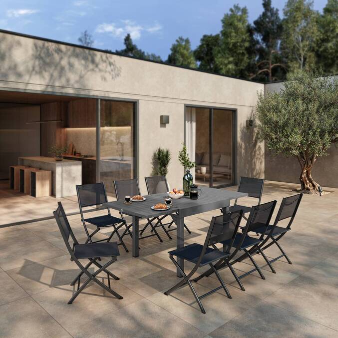 Lot de 4 chaises de jardin pliantes MODULA Anthracite & Graphite