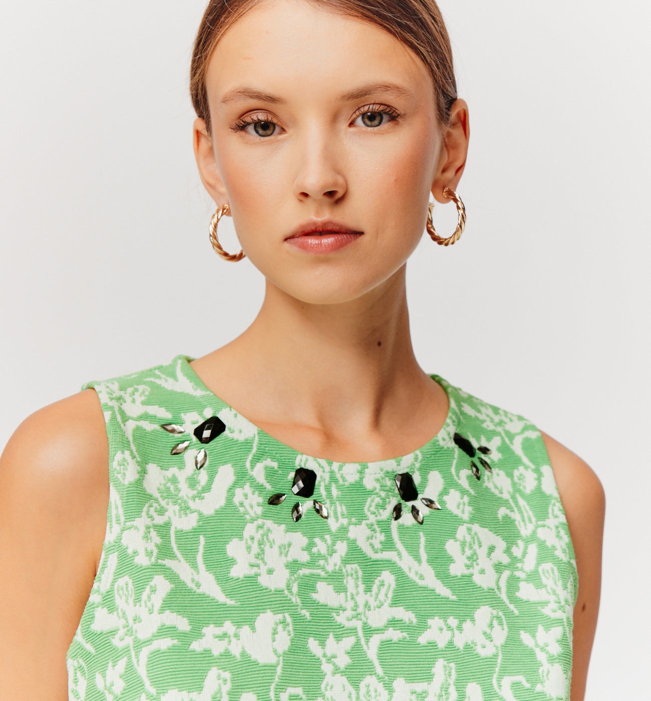 Débardeur en jersey jacquard - Imprimé vert