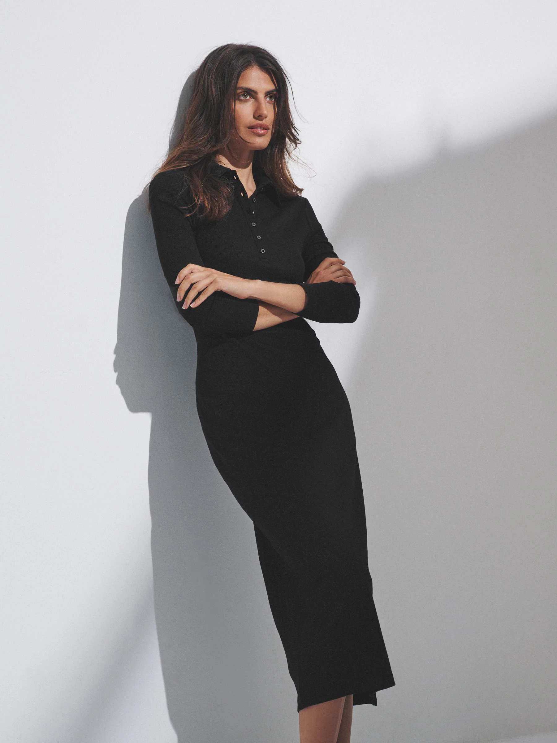 The Set 2 Pack Collared Rib Midi Dresses