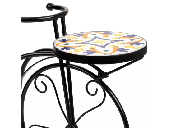 Support vélo en mosaïque et fer forgé noir 67x26.5x43h