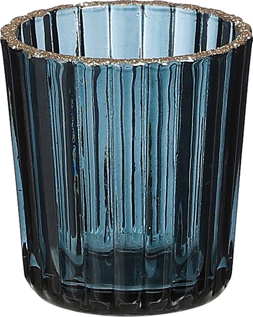 House of Seasons waxinelichthouder Loire blauw D 5,5 H 6 cm