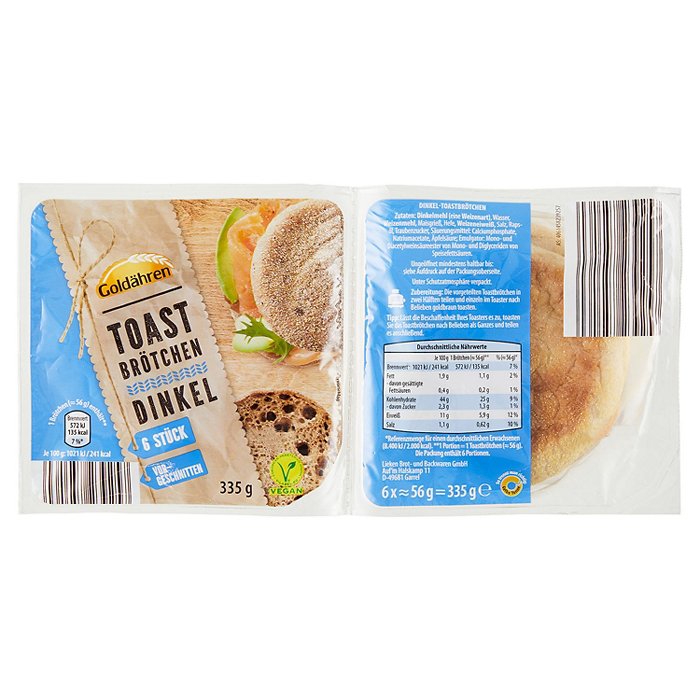 GOLDÄHREN Toastbrötchen 335 g, Dinkel