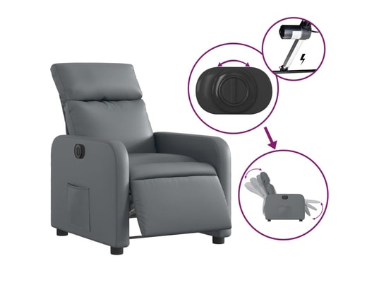 VIDAXL - Fauteuil inclinable électrique gris similicuir