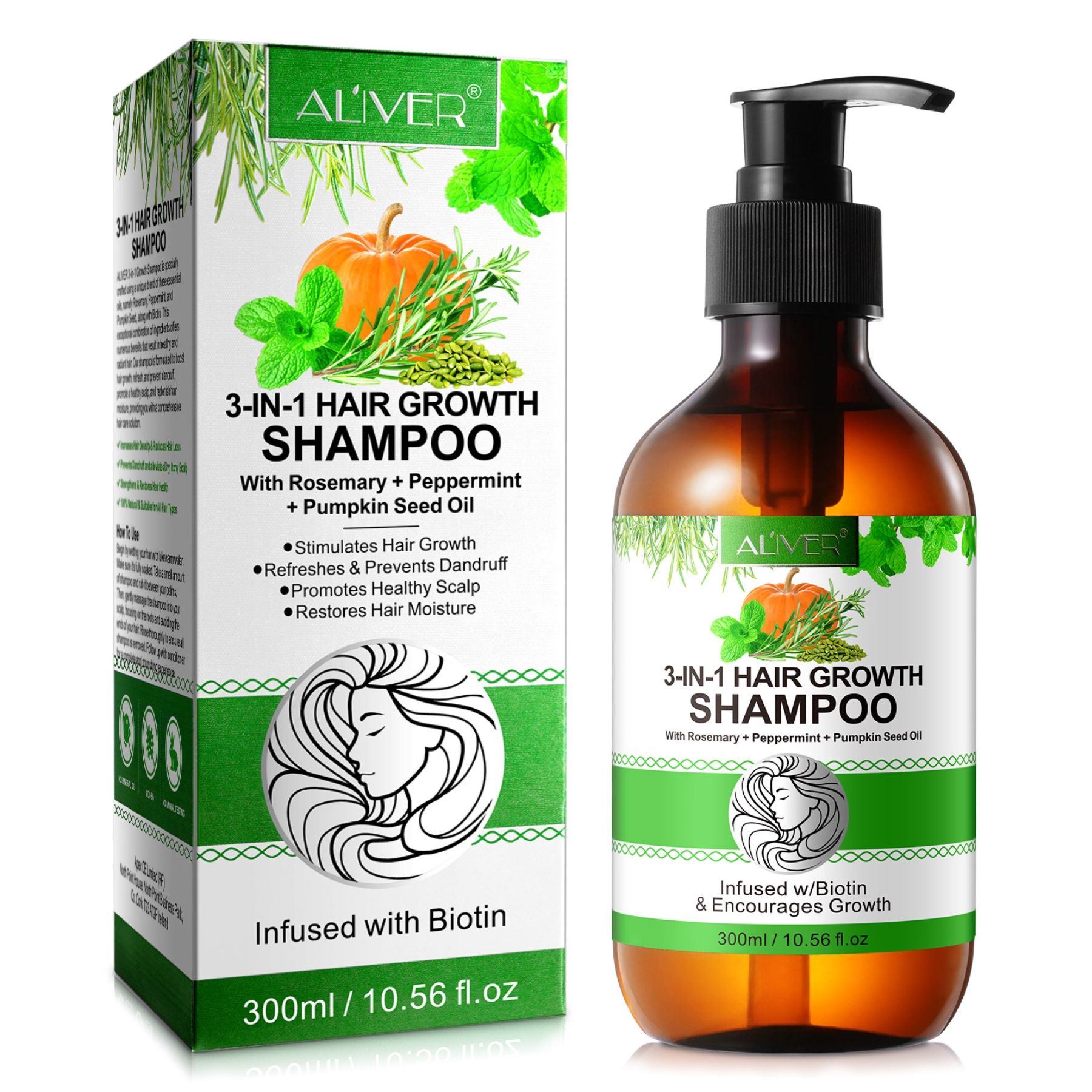 ALIVER 3-in-1 Rosmarin Minze Kürbis Haarshampoo
