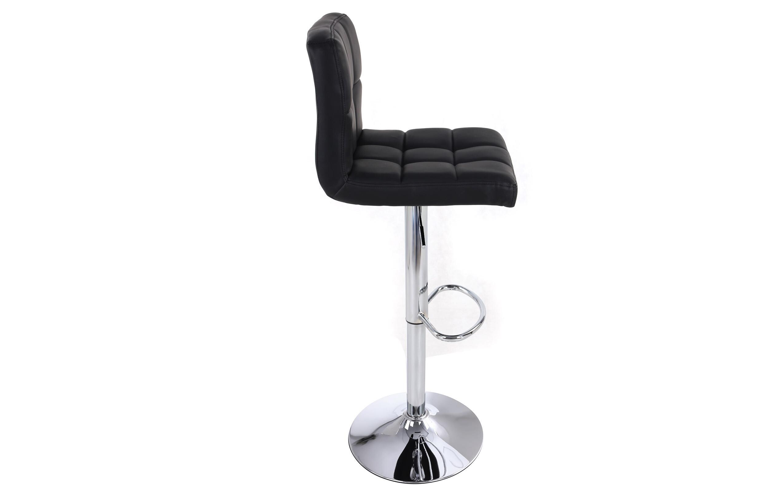 Barhocker höhenverstellbar, Kunstleder, Schwarz, 2er Set<br>Barstuhl mit Steppung