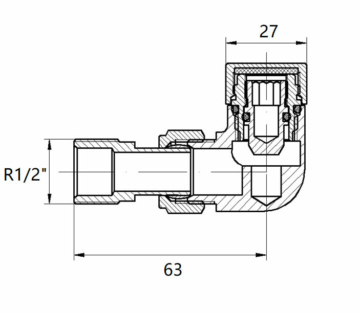 Mueller thermostatische radiator aansluitset haaks verkeerd links mat zwart