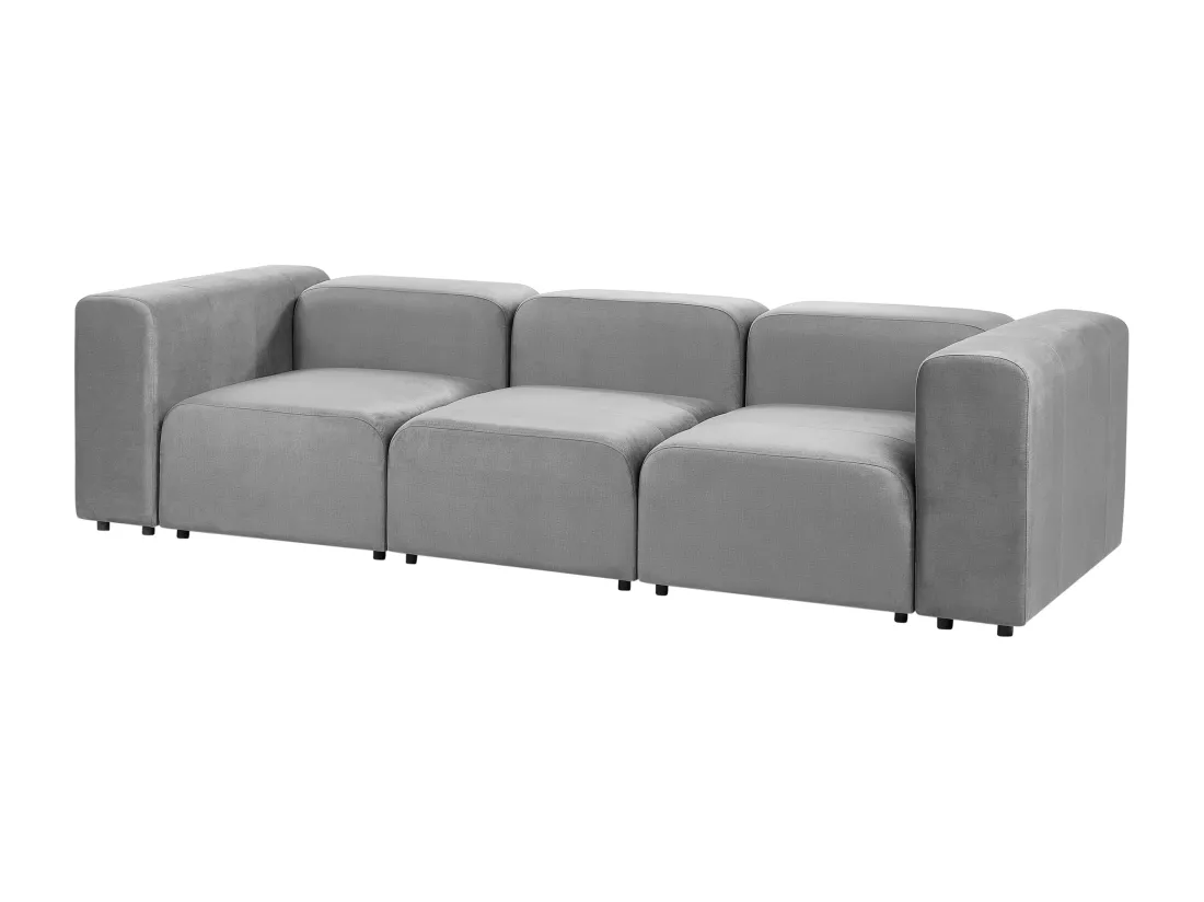 Canapé 3 places modulable en velours gris FALSTERBO
