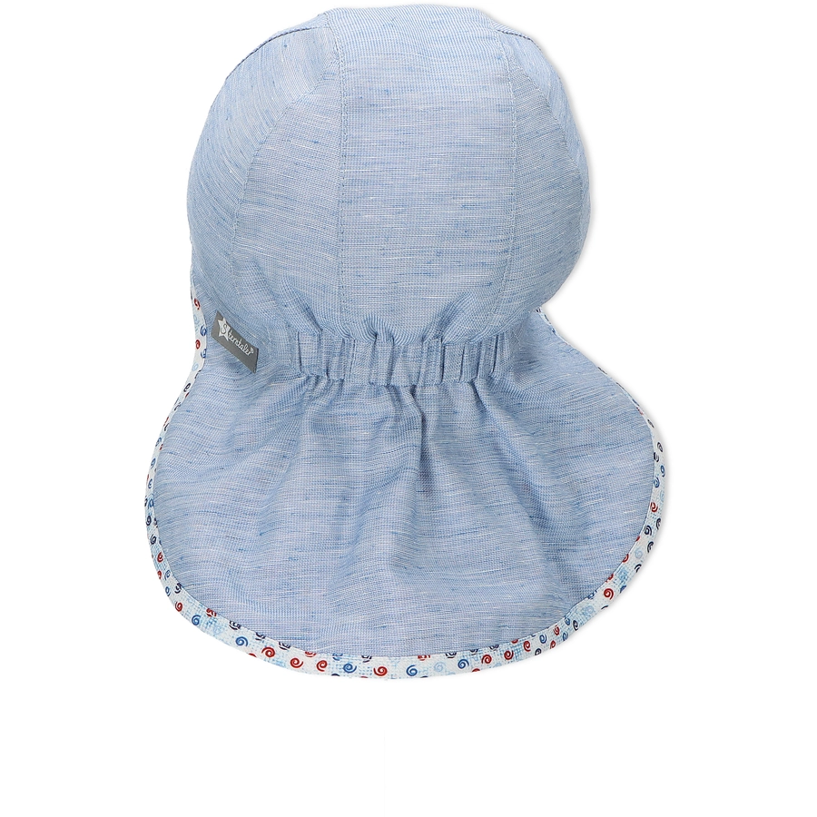 Sterntaler Schirmmütze mit Nackenschutz Ringel hellblau