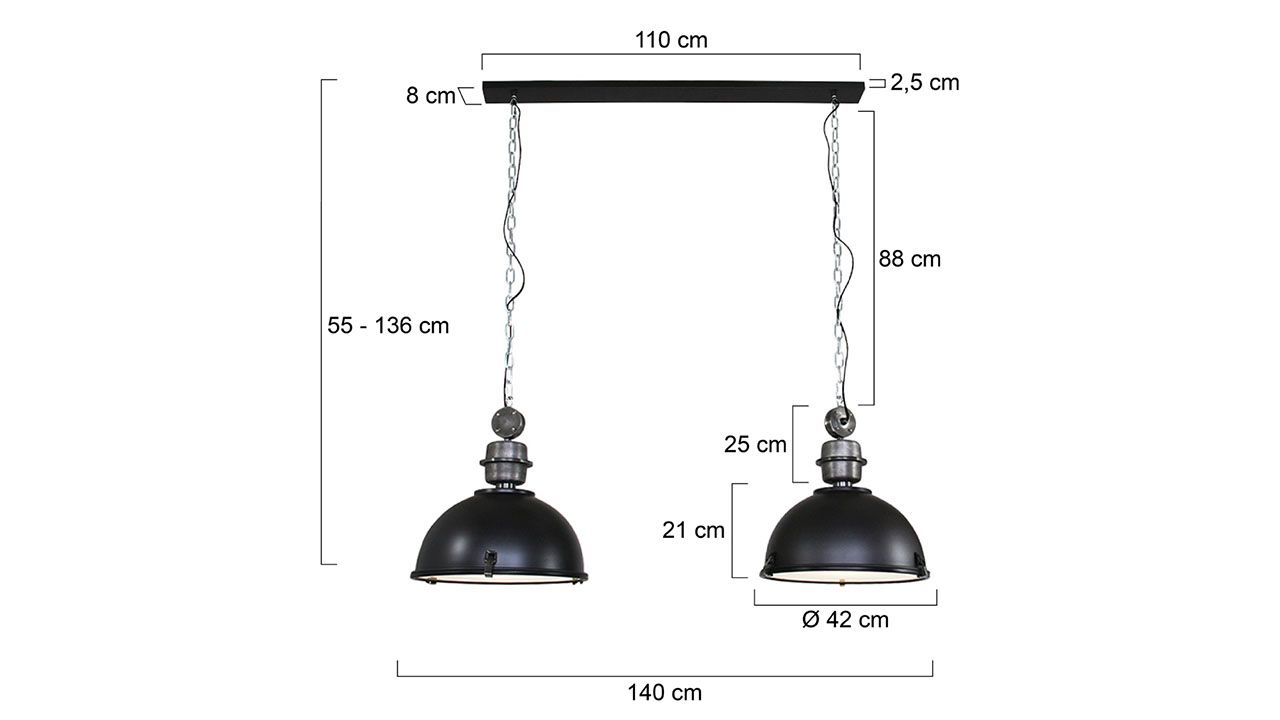 Hanglamp 7979ZW Bikkel B135 x D42 cm